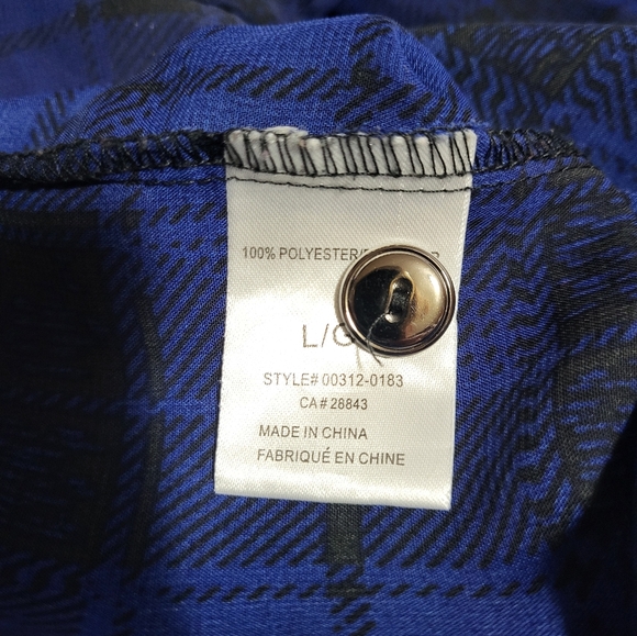 💥4 for $30💥 Eclipse large sheer blue/black pullover 3/4 sleeve blouse - Picture 7 of 7